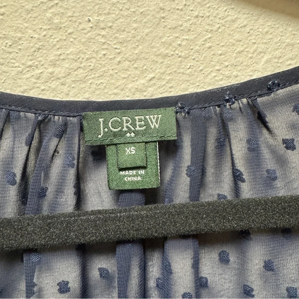 J. Crew Blue Relaxed Swiss Dot Blouse XS
